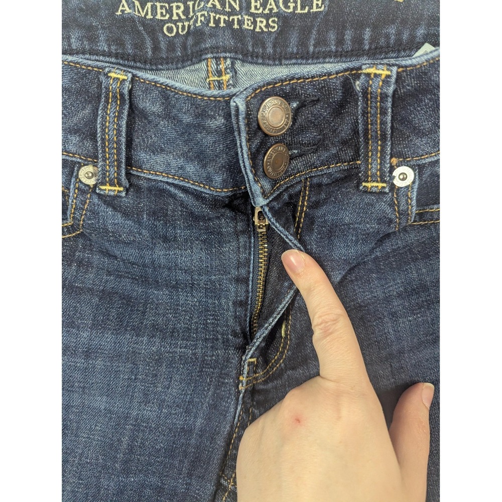 American Eagle Jeans Womens 8 Blue Artist Crop Low Rise Med Wash Stretch Denim - Picture 4 of 15